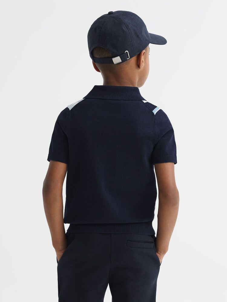 Reiss Multi Harris Junior Striped Ribbed Half Zip Polo T-Shirt - Image 5 of 5