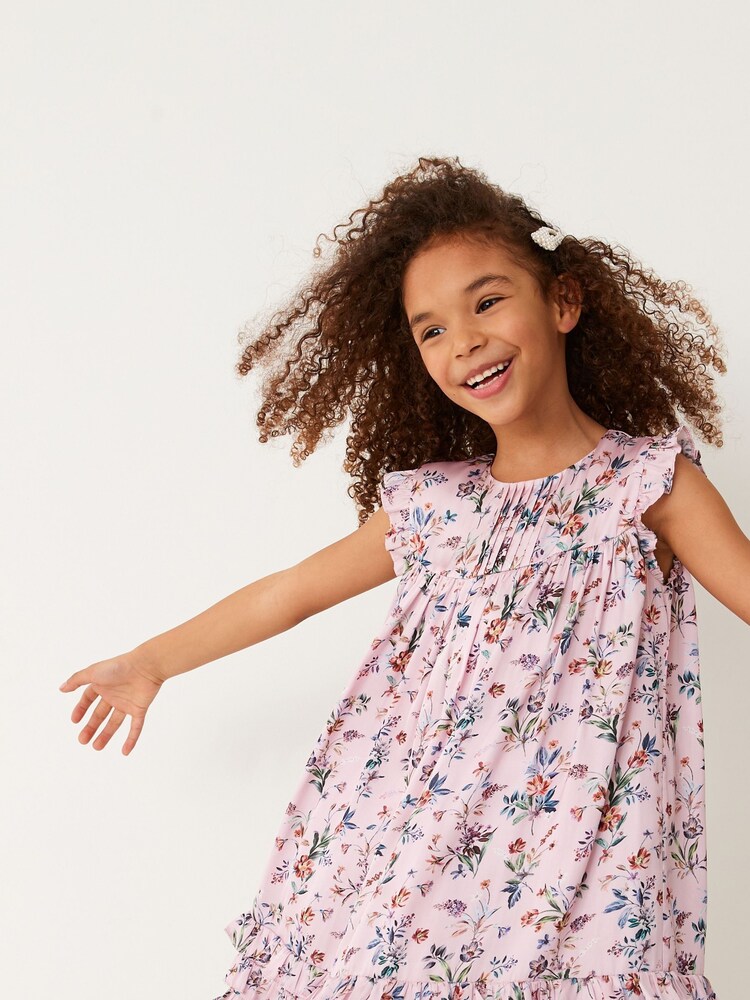 Pink Floral Ruffle Satin Dress (3mths-16yrs) - Image 1 of 4