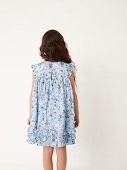 Blue Floral Ruffle Satin Dress (3mths-16yrs) - Image 3 of 6