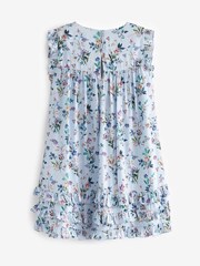 Blue Floral Ruffle Satin Dress (3mths-16yrs) - Image 6 of 6
