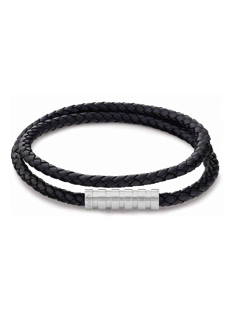 Calvin Klein Black Gents Jewellery Leather Braided Family Bracelet - Image 1 of 2