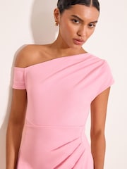 Lipsy Light Pink Off The Shoulder Gathered Waist Midi Dress - Image 2 of 4