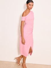 Lipsy Light Pink Off The Shoulder Gathered Waist Midi Dress - Image 3 of 4
