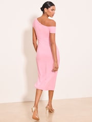 Lipsy Light Pink Off The Shoulder Gathered Waist Midi Dress - Image 4 of 4