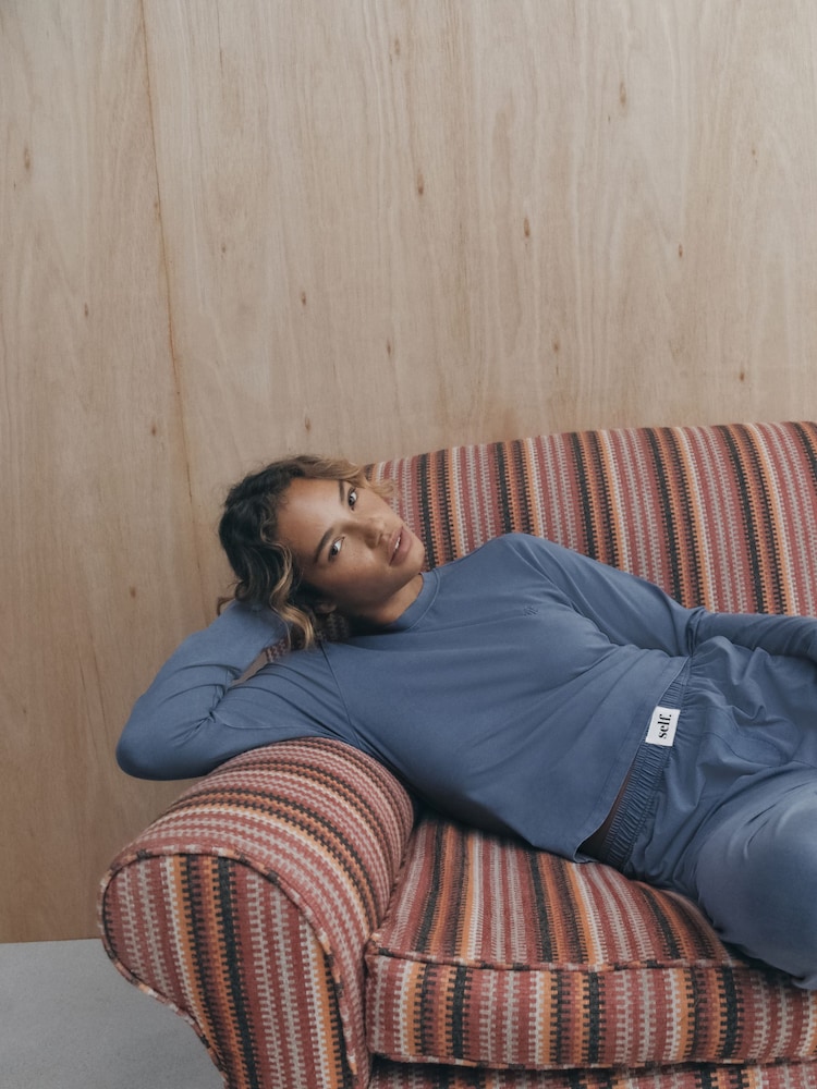 self. Blue Soft Touch Long Sleeve Pyjamas - Image 2 of 5 self. Blue Soft Touch Long Sleeve Pyjamas - Image 2 of 5