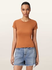 AllSaints Brown Stevie T-Shirt - Image 1 of 7