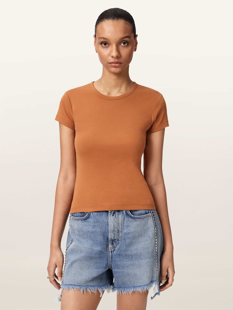 AllSaints Brown Stevie T-Shirt - Image 1 of 7