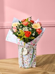 Cath Kidston Summer Peach Bouquet in Floral Giftbag - Image 1 of 4