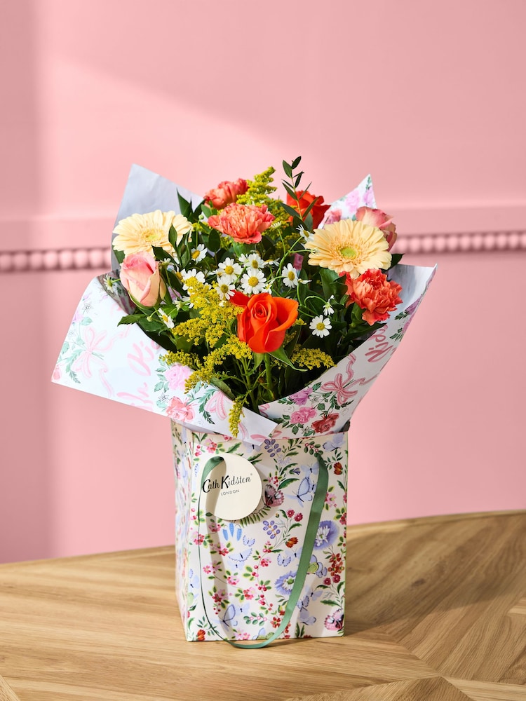 Cath Kidston Summer Peach Bouquet in Floral Giftbag - Image 1 of 4