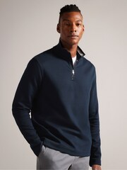 Ted Baker Navy Blue Morric Light Half Zip Jumper - Image 1 of 6