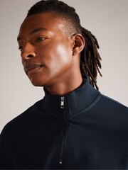 Ted Baker Navy Blue Morric Light Half Zip Jumper - Image 4 of 6