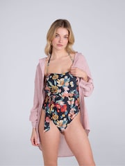 Animal Black Printed Bandeau Belted Swimsuit - Image 1 of 5