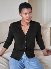 Pure Collection Cashmere V-Neck Long Sleeve Cardigan - Image 7 of 7