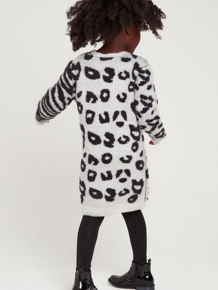 M&Co Grey Animal Print Knitted Dress with Tights - Image 2 of 4