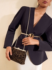 Friends Like These Leopard Print Knotted Detail Clutch Bag - Image 3 of 7