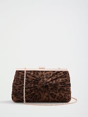 Friends Like These Leopard Print Knotted Detail Clutch Bag - Image 4 of 7