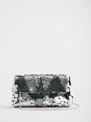 Friends Like These Silver Sequin Foldover Cutch Bag - Image 5 of 8