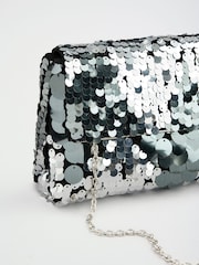 Friends Like These Silver Sequin Foldover Cutch Bag - Image 7 of 8