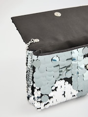 Friends Like These Silver Sequin Foldover Cutch Bag - Image 8 of 8