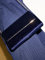 Friends Like These Navy Velvet Foldover Cutch Bag - Image 3 of 8