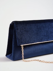Friends Like These Navy Velvet Foldover Cutch Bag - Image 6 of 8