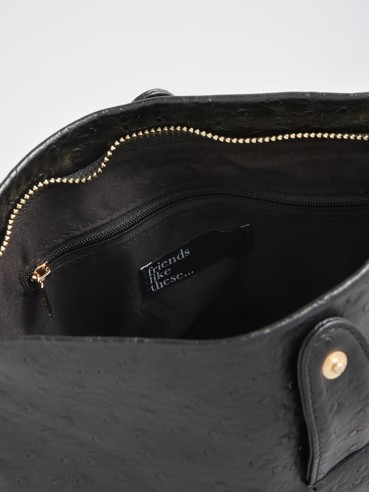 Negru texturat - Friends Like These Scrunch Chain Shoulder Bag - Imaginea 6 din 6