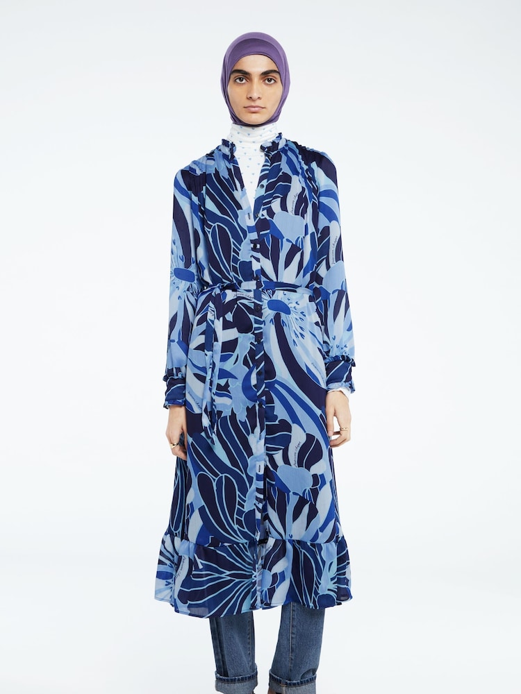 Fabienne Chapot Blue Printed Midi Marina Dress - Image 1 of 4