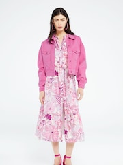 Fabienne Chapot Pink Marilene Floral Print Midi Dress With Linen - Image 3 of 6