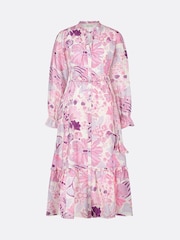 Fabienne Chapot Pink Marilene Floral Print Midi Dress With Linen - Image 5 of 6