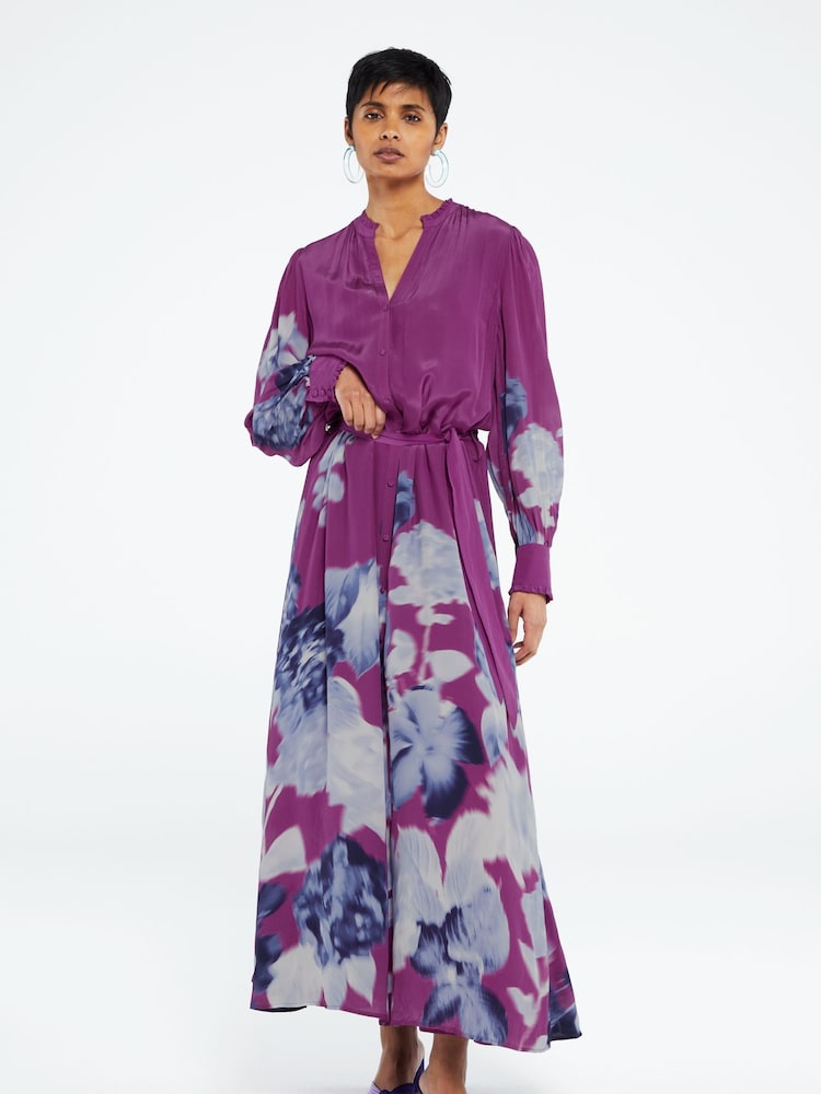 Fabienne Chapot Purple Erika Floral Belted Maxi Dress - Image 1 of 5