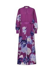 Fabienne Chapot Purple Erika Floral Belted Maxi Dress - Image 4 of 5