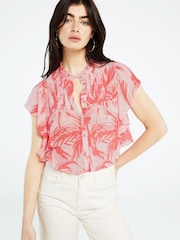 Fabienne Chapot Bibi Pink Printed Short Sleeve Blouse - Image 1 of 3