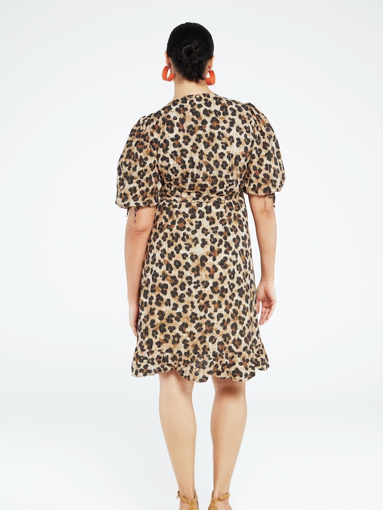Fabienne Chapot Marley Brown Leopard Print Mini Wrap Dress - Image 2 of 4 Fabienne Chapot Marley Brown Leopard Print Mini Wrap Dress - Image 2 of 4