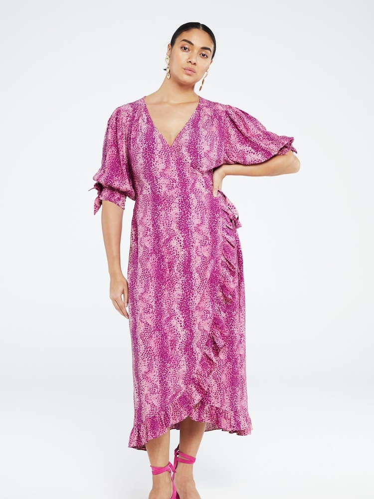 Fabienne Chapot Pink Channa Printed Midi Wrap Dress - Image 1 of 5