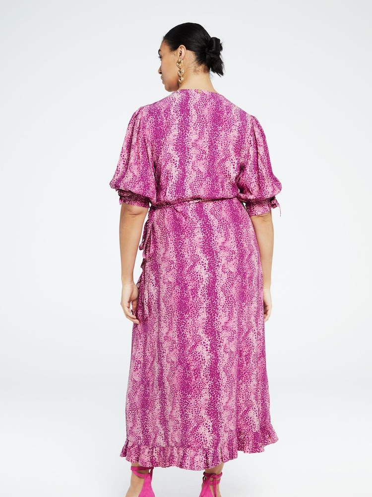 Fabienne Chapot Pink Channa Printed Midi Wrap Dress - Image 2 of 5