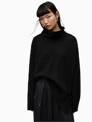 AllSaints Black Lock Roll Neck Jumper - Image 1 of 1