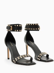 AllSaints Black Alma Pyramid Sandals - Image 2 of 5