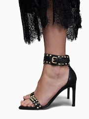 AllSaints Black Alma Pyramid Sandals - Image 5 of 5