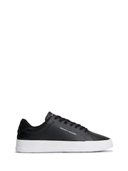 Negro - Tommy Hilfiger Logo Court Leather Trainers - Imagen 1 de 5