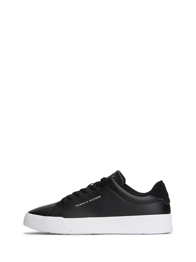 Negro - Tommy Hilfiger Logo Court Leather Trainers - Imagen 2 de 5