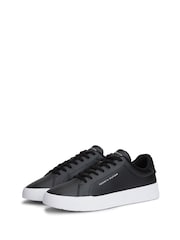 Negro - Tommy Hilfiger Logo Court Leather Trainers - Imagen 3 de 5