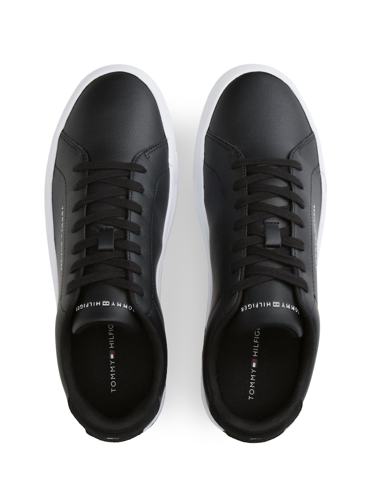 Negro - Tommy Hilfiger Logo Court Leather Trainers - Imagen 5 de 5