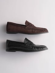 The Set 2 Pack Classic Ruched Loafers Black/Brown - Image 3 of 4