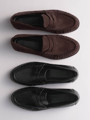The Set 2 Pack Classic Ruched Loafers Black/Brown - Image 4 of 4