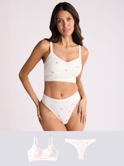 Boux Avenue White Nursing Bralette And Thongs Set - Image 1 of 6