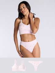 Boux Avenue Pink Nursing Bralette And Thongs Set - Image 1 of 6
