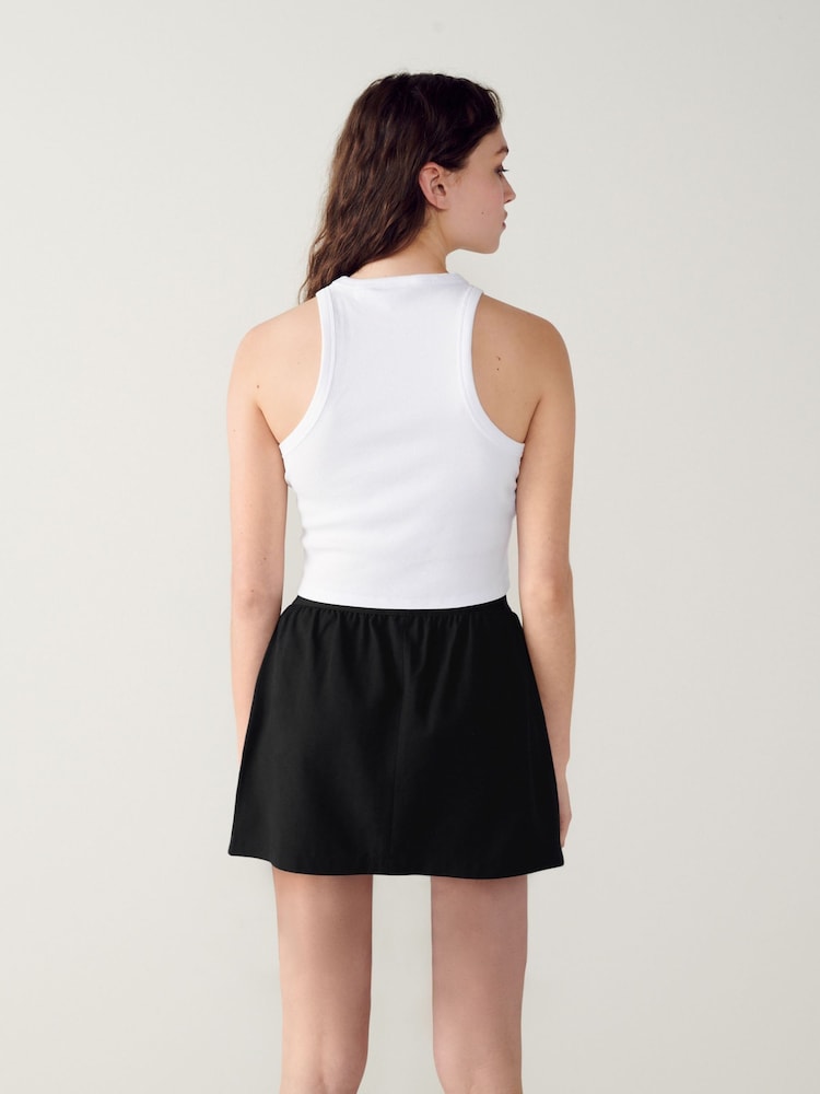 Black Tailored Pleated Mini Skirt - Image 1 of 6