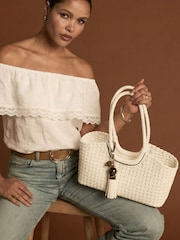 Luella Grey White Paige Small Whipstitch Tote - Image 2 of 7