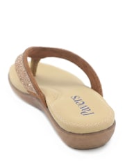 Pavers Bronze Embellished Toe Post Sandals - Image 2 of 5