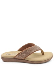 Pavers Bronze Embellished Toe Post Sandals - Image 3 of 5